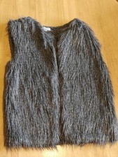 Dark grey faux fur gilet with