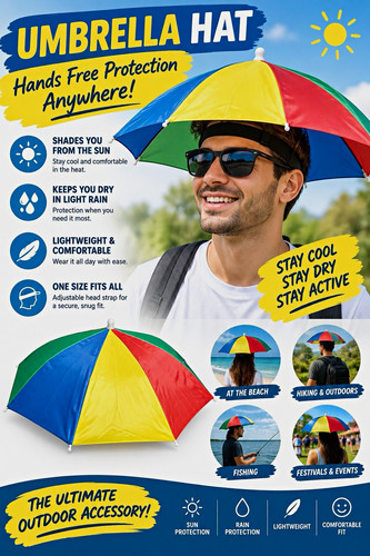 Multi colour umbrella hat - hat, cap