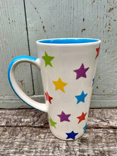 WHITTARD OF CHELSEA Ceramic Multicoloured Stars LARGE 6" LATTE COCOA MUG VGC