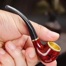 Durable Vintage Wooden Effect Bent Smoking Pipe Tobacco Cigar Pipe UK
