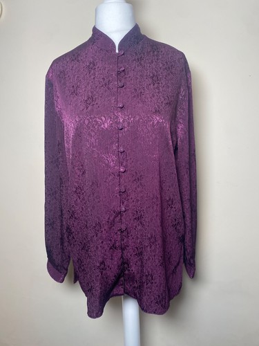 Vintage plum mandarin collar - mandarin,