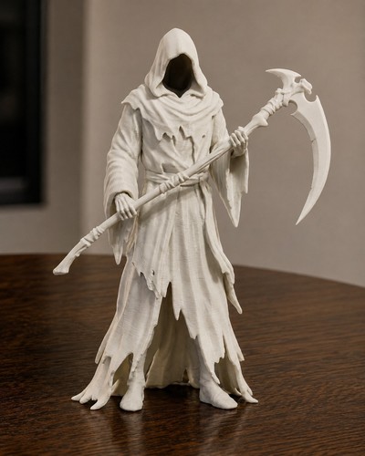Grim reaper statue with - grim, scythe