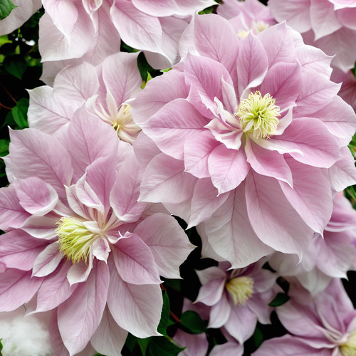 Double light pink clematis - light,