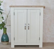 Slimline Oak Top | Off White/ Cream Cloakroom Vanity Cabinet Bathroom Unit | 310