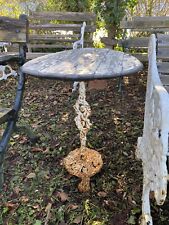 Cast iron garden Table White Victorian Foundry Wooden  Top Decorative Antique