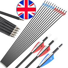 12pcs 32" Carbon Arrows Archery SP1000 Compound Recurve Bow Tips Target Shooting