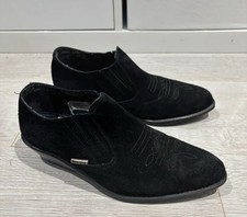 Wrangler Short Style Ankle Cowboy Boots Black Suede Size 4