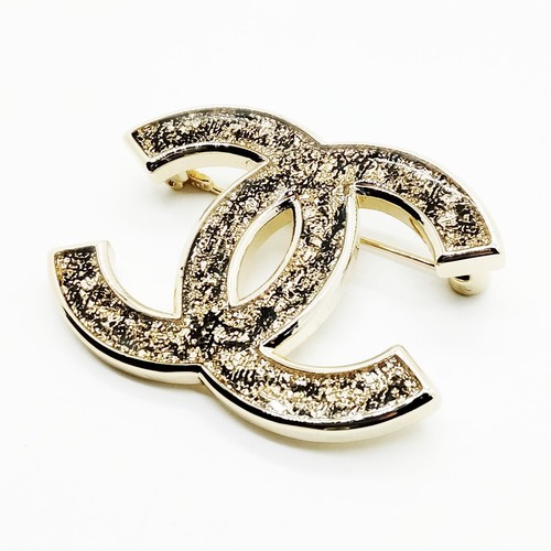 Chanel brooch pin gold black - gold,