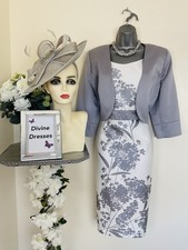 Isabella Mother of Bride Groom  Size 18 Silver Grey Dress Jacket & Hatinator