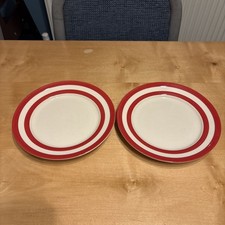 T G Green Cornishware Red 2x Breakfast Plates 22cm