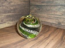 Vintage Apple Art Glass Green Swirl Paperweight