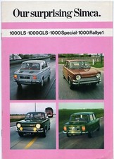 Simca 1000 1972-73 UK Market Sales Brochure Rallye 1 Special GLS LS