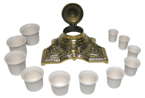 White ceramic inkwell insert - inkwell,