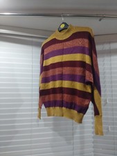 M&S Purple Mix Sparkly Striped Jumper Size Small