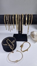 Gold tone Jewellery bracelet bundle Vintage Modern Job Lot x 16