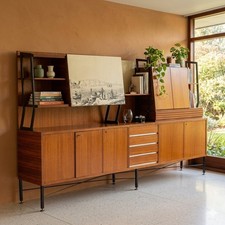 Vintage Teak Metal Veneered