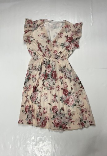 Vintage floral pleated neck - floral,, v-neck