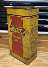 1940s Vintage Dunlop French Chalk Advertising Tin can Collectible half full 