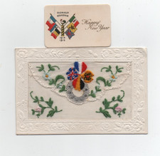 World War One Silk Happy New Year Postcard with Insert
