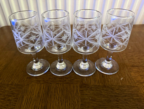 Set vintage clear etched - vintage,