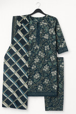 Salwar Kameez Pakistani Indian 3 Piece Stitched Designer Womens Winter Suit Blue