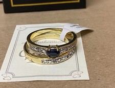 Giani Jewellery Gold Plated Ladies Sapphire & Cz Stone Ring Size Z - Boxed