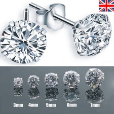 925 Sterling Silver Stud Earrings Set CZ Genuine Cubic Zirconia Men Women Ladies