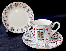 Elizabethan Staffordshire “Deck of Cards” Coffee Cup Saucer & Biscuit Plate