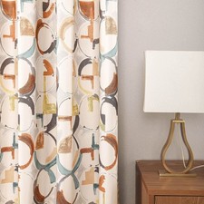 Blackout Curtains for Bedroom, Brown Geometric Circles Print Curtains 84 inch...