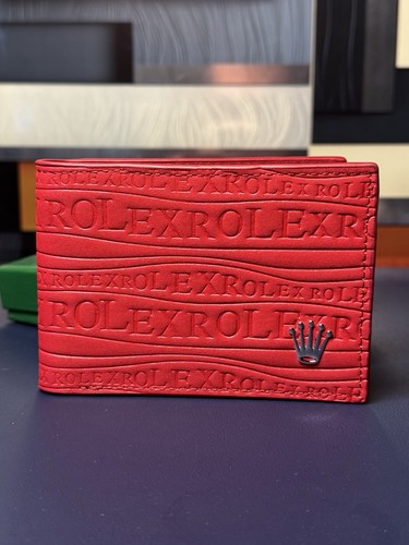 Rolex red leather bifold - red,