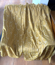 3 Pairs Vintage 1950s Regency Mustard Gold Satin Curtains 140cm drop x 105cm