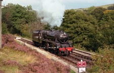 ORIGINAL RAILWAY TRAIN NEGATIVE. Class 5 steam loco 44767. Oxenhope. 1986