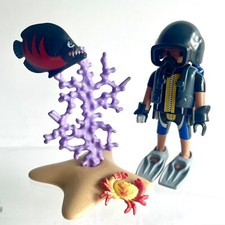 Playmobil Diver Coral Fish. Diver With Coral, Fish & Crab Sea Figures