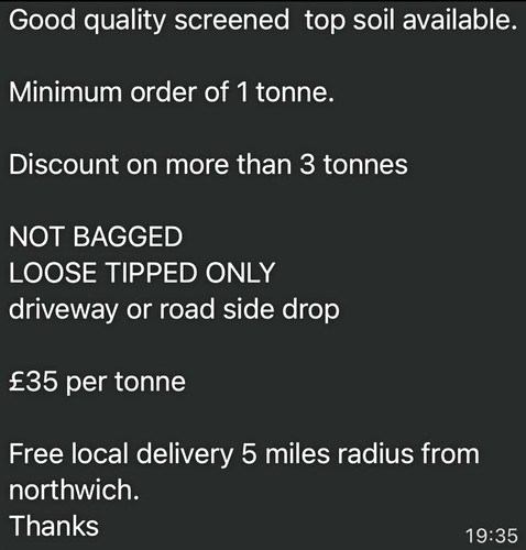 Screened topsoil loose not - screened,
