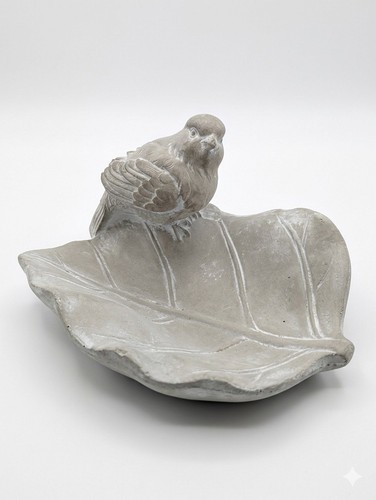 Grey stone birdbath - stone,
