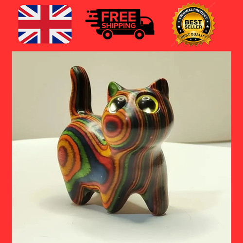 Wooden cat figurine hand - wooden,