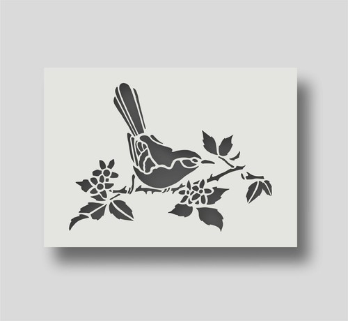 Floral bird painting stencil - painting,