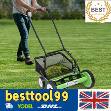 16" 5-Blade Cordless Manual Reel Lawn Mower Height Adjustable W/ Grass Catcher