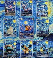 Pokemon Starry Night / Van Gogh Bundle of 9 'CUSTOM' Cards Pikachu - Light Play