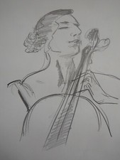 Drawing Cello Suggia Cellist