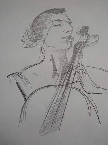 Drawing cello suggia cellist - cello,