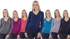 Womens Jumper V-Neck Long Sleeve Ladies Tops Sweater Pullover 