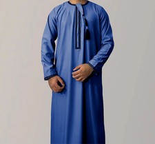 Thobes Mens Zip Emirati Omani Islamic Clothing Jubba Robe Muslim Eid Ramadan