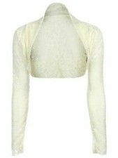 Ladies Womens Cropped Lace Long Sleeve Shrug Bolero Lace Jacket Cardigan Top