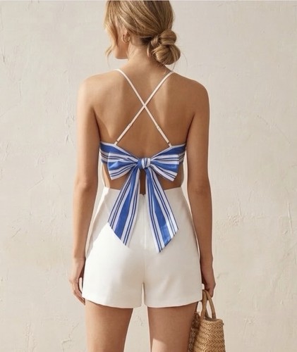 Zara white blue sailor - white/blue, satin
