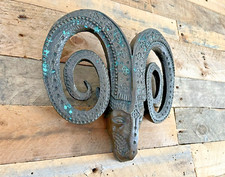 SIGNED JOHN LETTS BRONZE RESIN RAM BRUTALIST FOLK WALL HANGING ART SCULPTURE