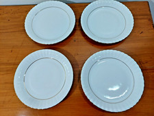 Chodziez 4 Beautiful White with Gilded Salad Plates - Diameter 19 cm