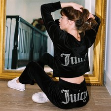 Women's 2-piece Jui*cy-Set Couture Tracksuit Sport Suit Velvet Jogging New Daily