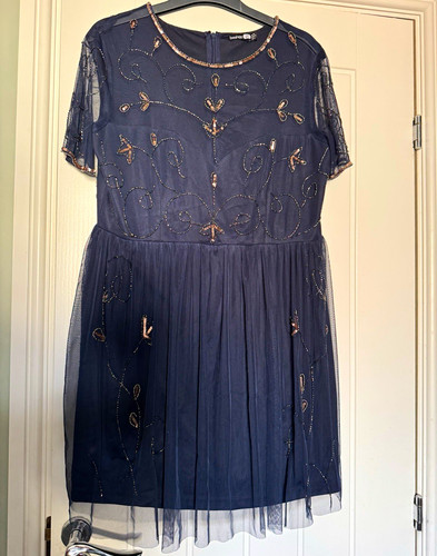 Boohoo navy beaded - beaded, mesh