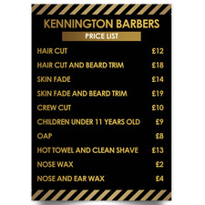 Barber shop Poster Price List